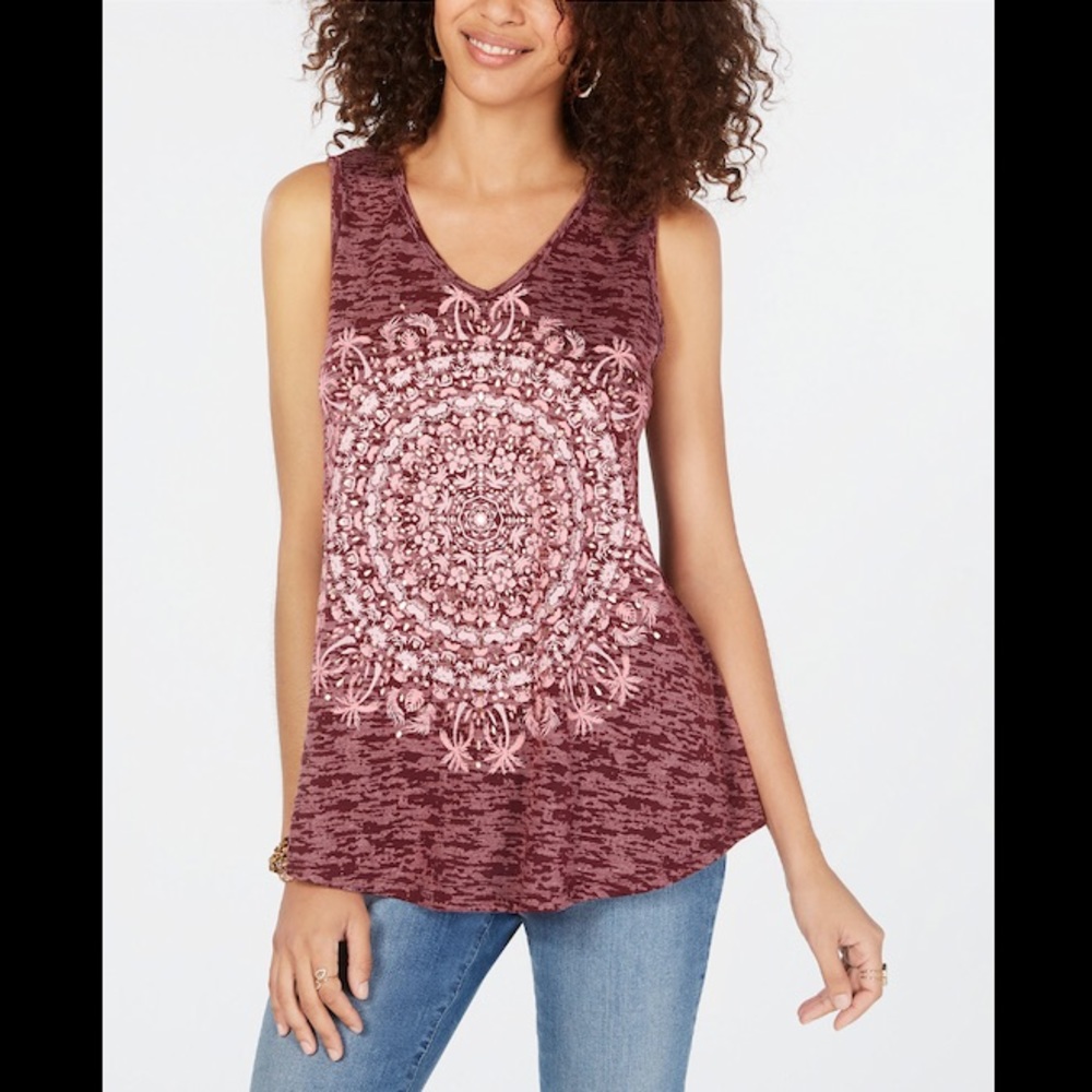 STYLE&CO GRAPHIC PRINT SWING TANK TOP